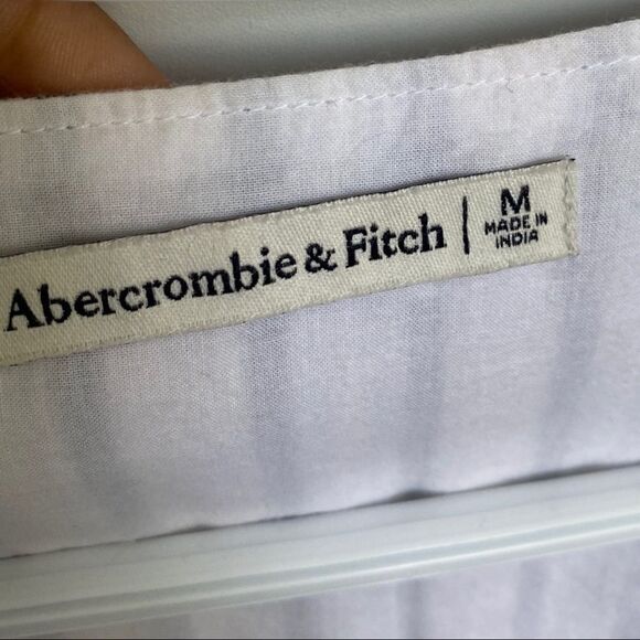 Abercrombie & Fitch White Blue Striped Wrap Ruffle Mini Dress - Picture 7 of 9